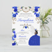 Invitation Royal Blue & Ivory Rose Western Quinceañera (Debout devant)
