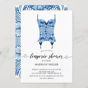 Invitation Royal Blue Lace Corset Bridal Lingerie Douche