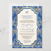 Invitation Royal Blue Lace QR Code Anand Karaj Sikh Mariage (Devant)