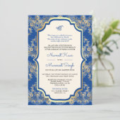 Invitation Royal Blue Lace QR Code Anand Karaj Sikh Mariage (Debout devant)