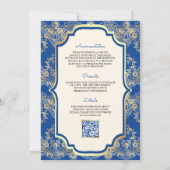 Invitation Royal Blue Lace QR Code Anand Karaj Sikh Mariage (Dos)