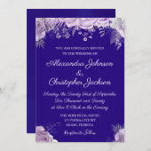 Invitation Royal Blue, Lavande blanche Mariage violet (Devant / Derrière)