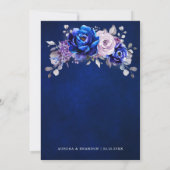 Invitation Royal Blue Lilac Purple Floral Mariage (Dos)