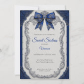 Invitation Royal Blue Luxe Argent Sweet 16 (Devant)