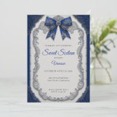 Invitation Royal Blue Luxe Argent Sweet 16 (Debout devant)
