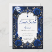 Invitation Royal Blue Luxe Argent Sweet 16 (Devant)