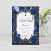 Invitation Royal Blue Luxe Argent Sweet 16 (Debout devant)