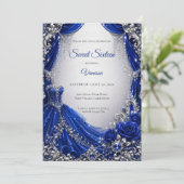 Invitation Royal Blue Luxe Argent Sweet 16 (Debout devant)