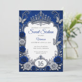 Invitation Royal Blue Luxe Argent Sweet 16 (Debout devant)
