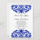 Invitation Royal Blue Mariage damassé (Devant)
