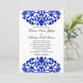 Invitation Royal Blue Mariage damassé (Debout devant)