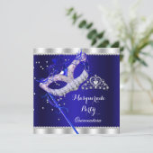 Invitation Royal Blue Masquerade Quinceanera Party (Debout devant)