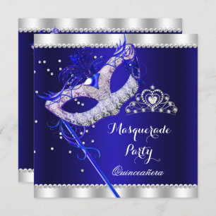 Invitation Royal Blue Masquerade Quinceanera Party