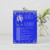 Invitation Royal Blue Minimal Brunch Et Bubbly  (Debout devant)