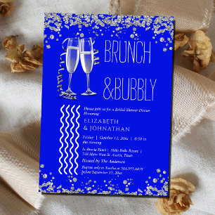 Invitation Royal Blue Minimal Brunch Et Bubbly