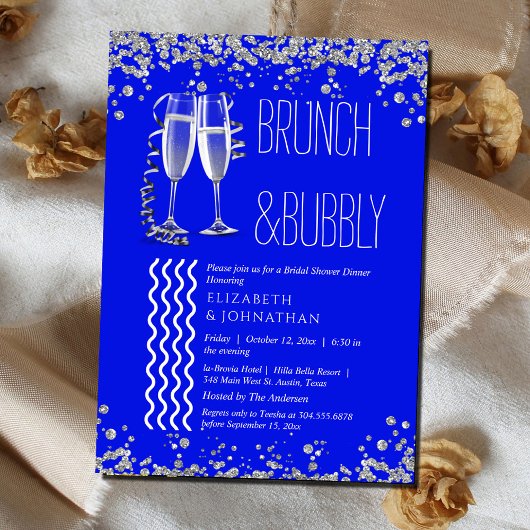 Invitation Royal Blue Minimal Brunch Et Bubbly 