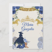 Invitation Royal Blue Mis Quince 15 Anos Gold Crown (Dos)