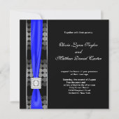 Invitation Royal Blue Modern Dot noir blanc Mariage (Devant)