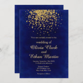 Invitation Royal Blue moderne avec Gold Confetti (Devant / Derrière)