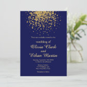 Invitation Royal Blue moderne avec un brin d'or (Debout devant)