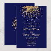 Invitation Royal Blue moderne avec un brin d'or (Devant / Derrière)