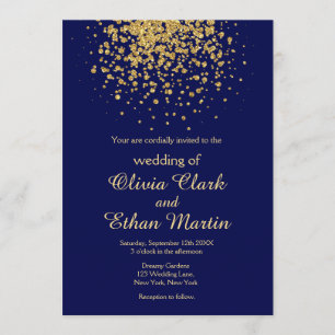 Invitation Royal Blue moderne avec un brin d'or
