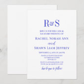 Invitation Royal Blue moderne Monogram Jardin Mariage (Devant / Derrière)