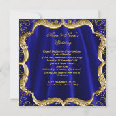 Invitation Royal Blue Navy Mariage Gold Crown (Dos)