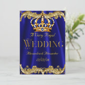 Invitation Royal Blue Navy Mariage Gold Crown 2 (Debout devant)