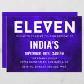 Invitation Royal Blue Neon 11e anniversaire (Devant / Derrière)