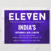 Invitation Royal Blue Neon 11e anniversaire (Devant)