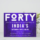 Invitation Royal Blue Neon 40e anniversaire (Debout devant)