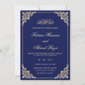 Invitation Royal Blue Nikah Mariage musulman islamique (Devant)