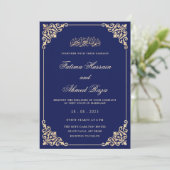 Invitation Royal Blue Nikah Mariage musulman islamique (Debout devant)