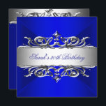 Invitation Royal Blue On Silver 30th Birthday Party<br><div class="desc">Royal Blue On Silver 30th Birthday Party,  Birthday,  Celebration Party Invitation. Customisez avec vos propres détails.</div>