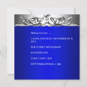 Invitation Royal Blue On Silver 50th Birthday Party (Dos)
