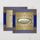 Invitation Royal Blue Or Quinceanera (Devant / Derrière)