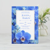 Invitation Royal Blue Orchid Modern Tropical Wedding (Debout devant)