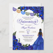 Invitation Royal Blue Papel Picado Quinceañera 15e anniversai (Devant)