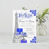 Invitation Royal Blue Paris Sweet 16 Party (Debout devant)