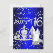 Invitation Royal Blue Parties scintillant Tiara & Heels Sweet (Devant)