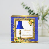 Invitation Royal Blue Pearl or rose jaune rose fête d'anniver (Debout devant)