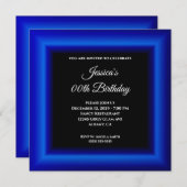 Invitation Royal Blue Photo Bordure Noir Chaque année Anniver (Devant / Derrière)