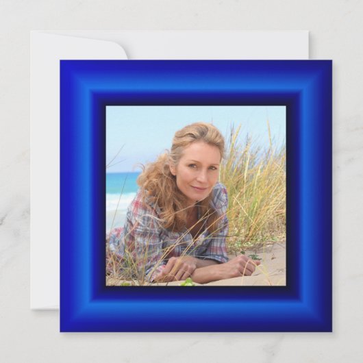 Invitation Royal Blue Photo Bordure Noir Chaque année Anniver (Dos)