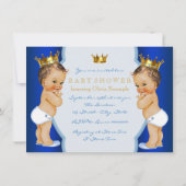 Invitation Royal Blue Prince Twin Boy Baby shower (Dos)
