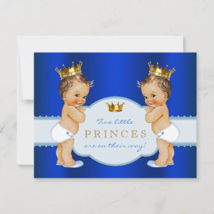 Invitation Royal Blue Prince Twin Boy Baby shower