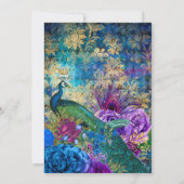 Invitation Royal Blue Purple Floral Indien Mariage Peacock (Dos)