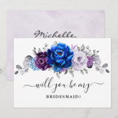 Invitation Royal Blue Purple Lilac Serez-vous ma servante d'a (Devant / Derrière)