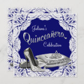Invitation Royal Blue Quinceanera (Devant / Derrière)