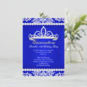 Invitation Royal Blue Quinceanera 15e anniversaire fête Tiara (Debout devant)